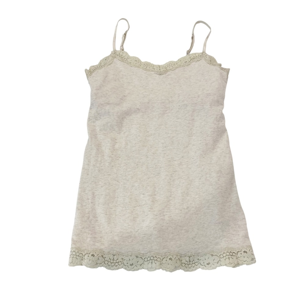Aeropostale Y2K Lace Trim Cami Tank Top Heather Oatmeal Beige Size Medium
